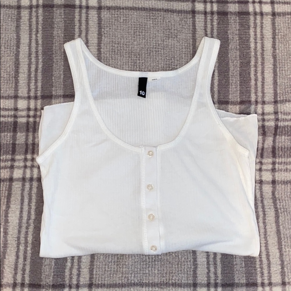 White Button Up Tank Top